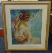 Jose Royo 'Entre Azules', signed limited edition SERIGRAPH no 121/275, 72cm x 59cm.