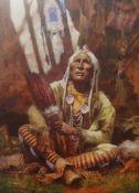 Howard Terpning 'The Holy Man of the BlackFoot', unframed signed limited edition on canvas no 188/