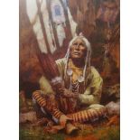 Howard Terpning 'The Holy Man of the BlackFoot', unframed signed limited edition on canvas no 188/