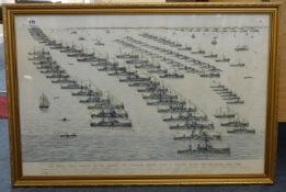 Two Royal Navy prints 'The Royal Naval Pageant in the Thames, July 1909', 54cm x 83cm.