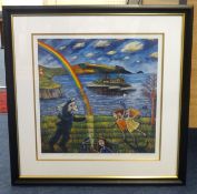 Karen Ciambriello, signed print 'Robert Lenkiewicz and a Game of Badminton at Devils Point' No 7/