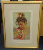 Jose Royo 'The Shawl Suite', SERIGRAPH no 142/175 (two pictures), 46cm x 27cm.