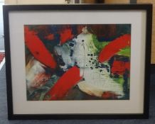 Martin Bush (Plymouth artist) mixed media abstract painting on canvas, 30cm x 40cm.