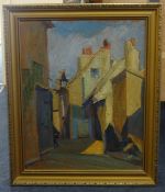 Unsigned, (Traditional Cornish School), oil on canvas 'The Mounts, St.Ives' also seascape verso,