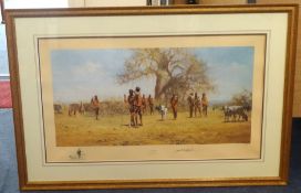 David Shepherd, signed limited edition print 'The Masai' No 68/850, 30cm x 60cm.