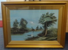 R,.D.Ching 1917 pair Eastern mixed media paintings signed in original gilt frames,