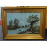 R,.D.Ching 1917 pair Eastern mixed media paintings signed in original gilt frames,