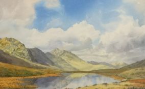 Ronald Mann watercolour 'Red Tarn, Lake District' signed, with exhibition label verso, Royal