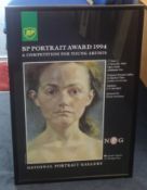 Poster for BP Portrait 1994 Award at National Gallery of a self portrait by Lisa Stokes, a pupil