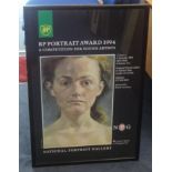 Poster for BP Portrait 1994 Award at National Gallery of a self portrait by Lisa Stokes, a pupil