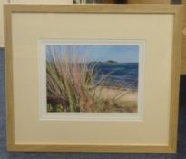 RICHARD LANNOWE HALL (St Ives) signed artist proof print 'Bright Grasses', Scilly Isle, 18cm x