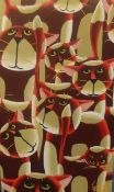 Lee Woods, signed oil on wrap around board, 'Red Cats' from the Genetic Zoo Series, signed, 75cm x