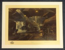 David Shepherd, signed limited edition print 'Willesden Sheds' unframed as new, No 552/850, 70cm x