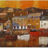 Jean May Parsons, signed canvas 'Padstow in the Autumn' 50cm x 50cm.