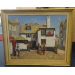 Anne Allen, signed oil on canvas 'Sloop Inn, St.Ives, 1970', 49cm x 38cm.