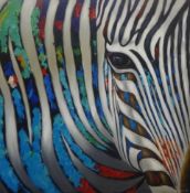 Lee Gell? Signed oil on canvas 'Abstract Zebra', 100cm x 100cm.