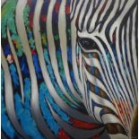 Lee Gell? Signed oil on canvas 'Abstract Zebra', 100cm x 100cm.