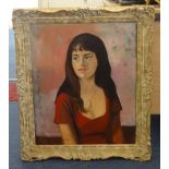 Leonard May, oil on canvas 'Portrait of Miss Anne Watts' (Miss Somerset 1961) 60cm x 50cm, newspaper