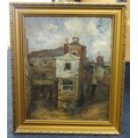 Unsigned, (Traditional Cornish School) oil 'Houses Behind Sloop Inn, St.Ives', 30cm x 25cm.