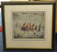 Laurence Stephen Lowry (1887 - 1976), 'Sailing Boats' print, signed in pencil and bearing The Fine