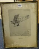 Howard Leigh (1896-1934) Engravings of various planes including Vickers gun bus and Nieuport two-