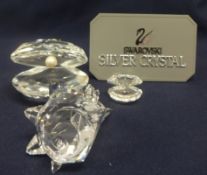 Swarovski Crystal South Sea Shell, Large Shell with Pearl Clam, Small Shell with Crystal Clam