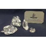 Swarovski Crystal 4 x 'Swans' Large, Medium, Renewal and Miniature