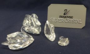Swarovski Crystal 4 x 'Swans' Large, Medium, Renewal and Miniature