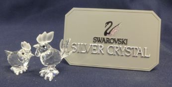 Swarovski Crystal 'Mini Cockerel' and 'Mini Hen' (both clear crystal)