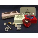 Swarovski Crystal 11 x SCS Member Items, 7 Tack Pins, Red/Blue/Clear Hearts, ipod case