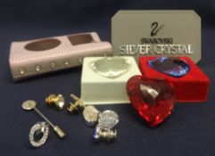 Swarovski Crystal 11 x SCS Member Items, 7 Tack Pins, Red/Blue/Clear Hearts, ipod case