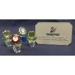 Swarovski Crystal 4 x Small Coloured Flowers in Pots