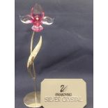 Swarovski Crystal - Pink orchid on silver stem