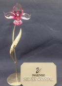 Swarovski Crystal - Pink orchid on silver stem