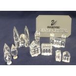 Swarovski Crystal Crystal Village to include City Gates, City Tower, Cathedral, 3 Poplar Trees, 2