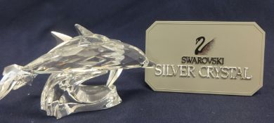 Swarovski Crystal -"Mother and Child" Annual Edition 1990, Dolphins "Lead Me". (Not Boxed)