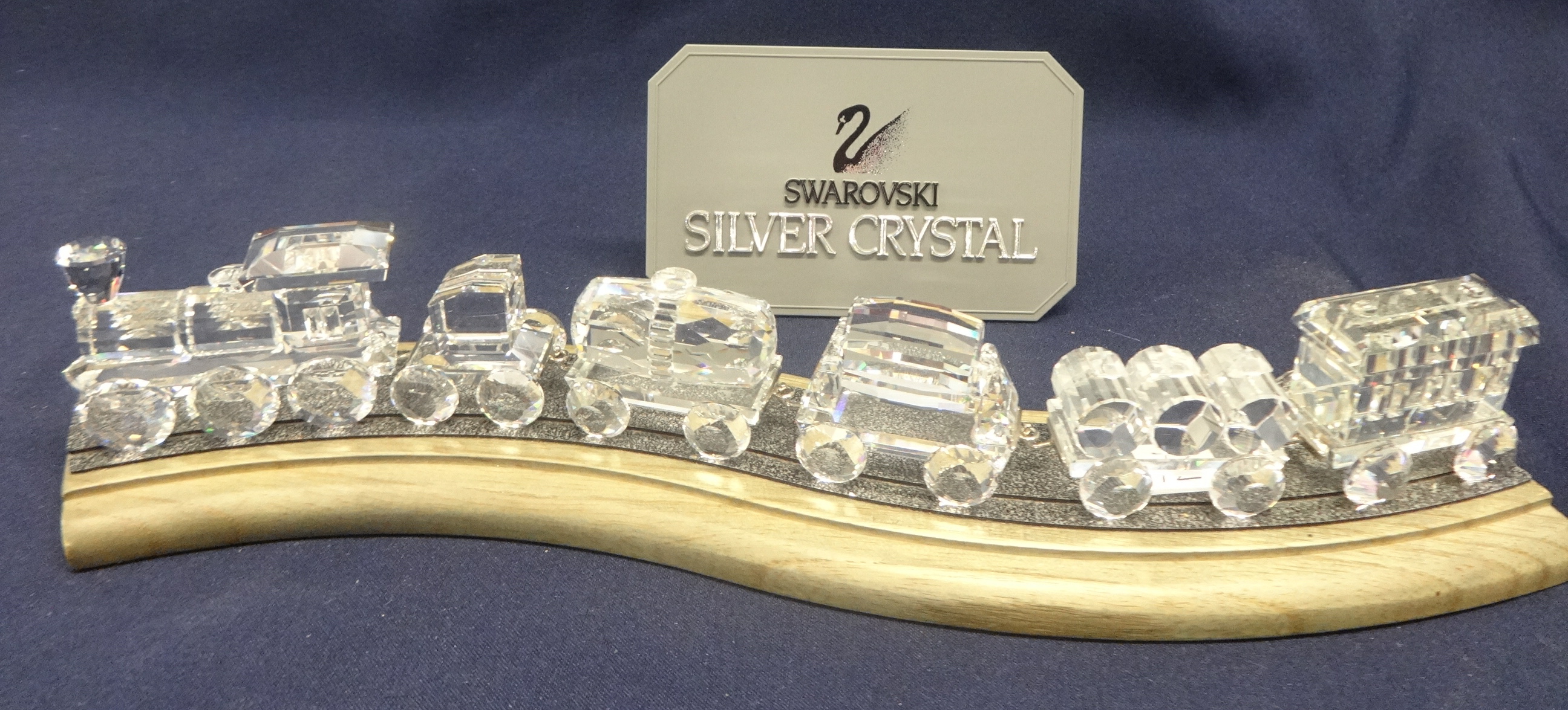 Swarovski Crystal 7 piece Train Set to include: Locomotive, Tender Car, Tank Wagon, Petrol Wagon,