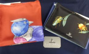 Swarovski Crystal Paradise Silk Scarfs x 2 (Bugs and Insects/Birds)