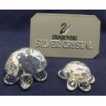 Swarovski Crystal 2 x Turtles, 1 Large, 1 Small