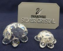 Swarovski Crystal 2 x Turtles, 1 Large, 1 Small