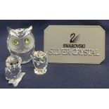 Swarovski Crystal 3 x Owls Large Owl, Small Owl, Mini Owl