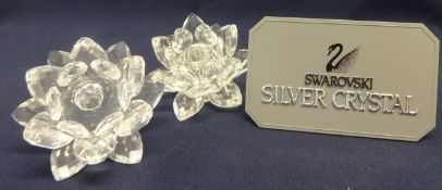 Swarovski Crystal 2 x 'Water Lily' Candleholders