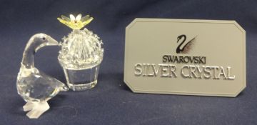 Swarovski Crystal -Flowering cactus and goose