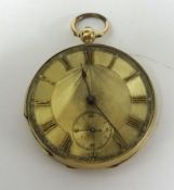 A 14ct gold open face pocket watch, with key wind movement, 'Patent Lever'