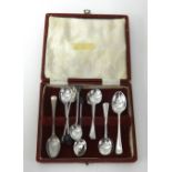 A collection of 15 silver various tea spoons.