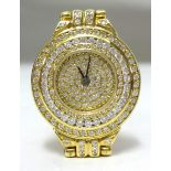 Paul Kutchinsky, a fine ladies 18ct yellow gold diamond set wristwatch with original box.