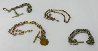 A double albert and three other watch chains.