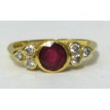 Theo Fennell, an antique yellow gold and single ruby set ring, stamped ‘Fennell .750’, approx. 2.