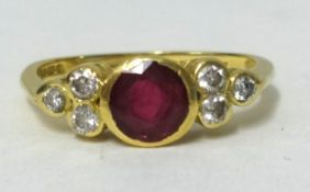 Theo Fennell, an antique yellow gold and single ruby set ring, stamped ‘Fennell .750’, approx. 2.