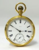 An 18ct gold open face pocket watch, with keyless movement, the dial numbered 110703, with